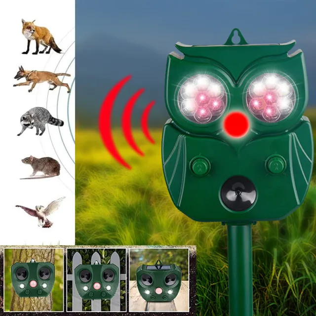 2X Solar Ultrasonic Dog Cat Repellent Fox Pest Scarer Deterrent Repeller Garden