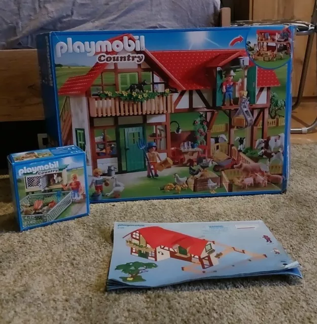 PLAYMOBIL 6120 Country Großer Bauernhof inkl. Hasenstall 6140 mit OVP, Anleitung