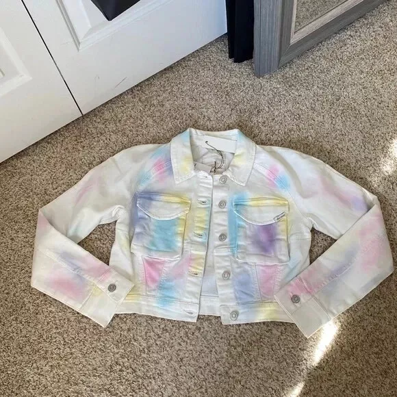 Ella Moss cropped tie dye denim jacket; NWT; Sz S; $129