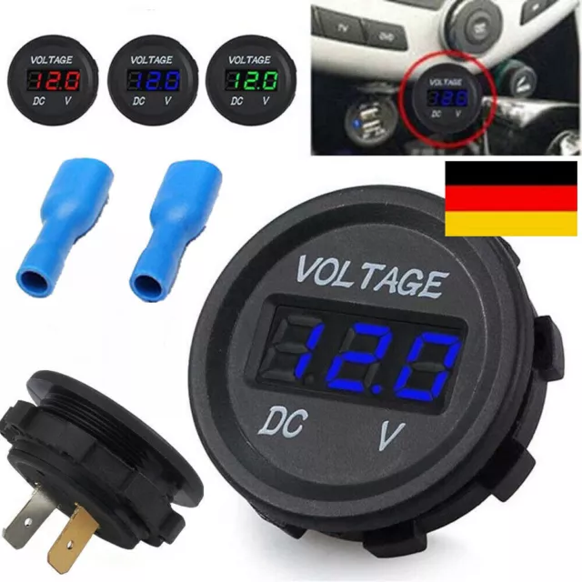 DC 12V-24V Auto Marine Motorrad LED Digital Voltmeter Spannungsmesser Anzeige