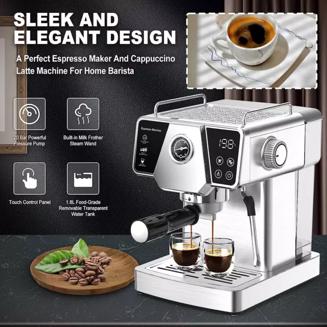 Espresso Machine Laekerrt for Home Barista, Milk Steam Frother Wand, f