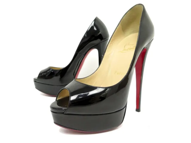 Chaussures Christian Louboutin Lady Peep 37 Escarpins Cuir Vernis Shoes 795€