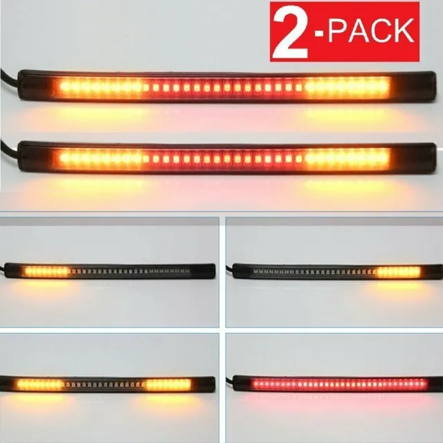 2x Flexible Motorcycle LED Strip 48LED Brake Stop Turn Signal Running Tail Light