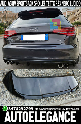 Look Aileron Look RS3 Spoiler Arrière Toit Pour Audi A3 8V Sportback Noir Poli 