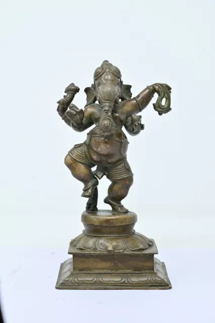 Antique Old Hand Crafted Bronze Hindu God Standing Ganesha Figurine NH6667
