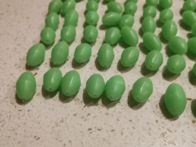 100 x Fishing Lumo Soft Glow Beads Green Oval Size 10 X 15mm $9.50 freeshipping