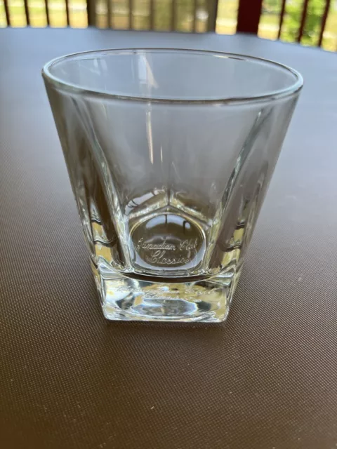 Canadian Club Classic Whisky Rocks Glass, Pentagon Shaped Base, Round Rim