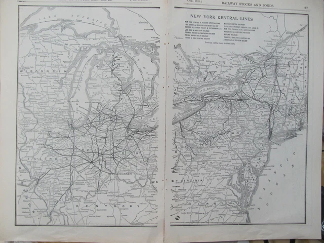1911 NEW YORK Central Railroad - 1911 New York Central Railroad Original System Map.webp