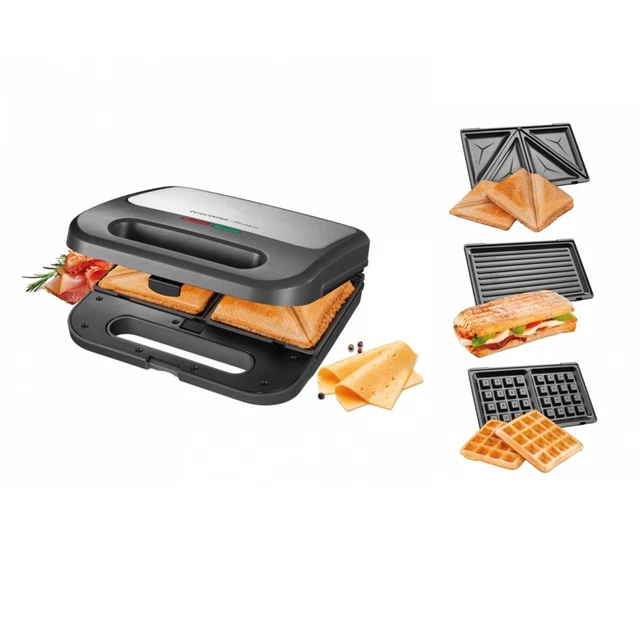 Sandwichmaker 3 in 1 Sandwichtoaster Waffelautomat Paninimaker Edelstahl