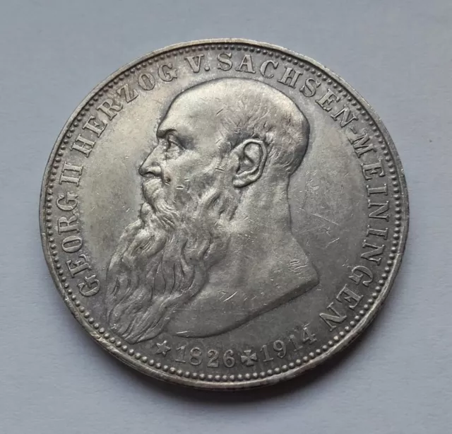 3 Mark Sachsen Meiningen 1915, Georg II, Jäger Nr. 155