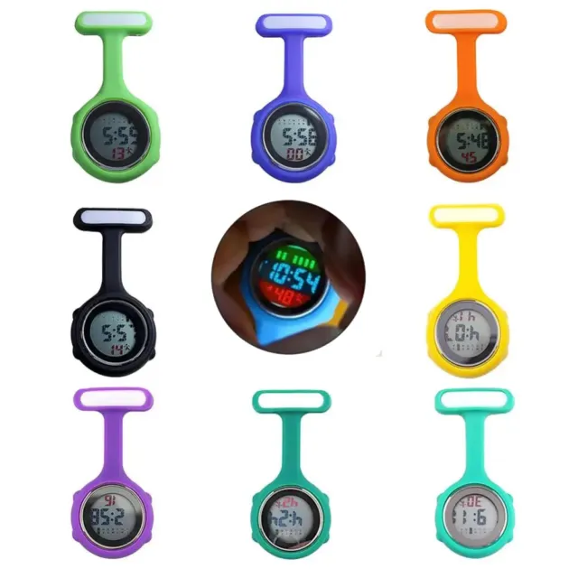 Digital Multi Function Nurses Brooch Tunic Fob Pocket Carabiner Silicon Watch UK