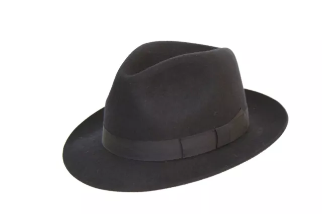 Gents 100% Wool Hand Made Felt Fedora Trilby Hat With Matching Band