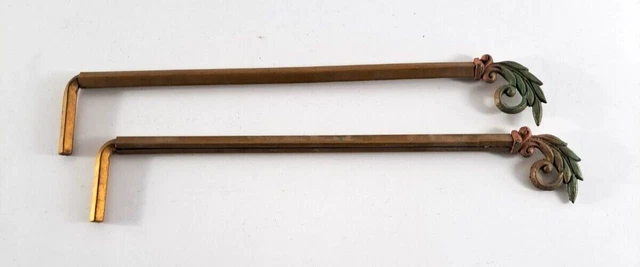 Antique Curtain Rods Swing Arm Art Deco Palm Fronds Ornate Adjustable Set Of 2