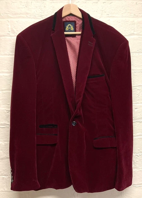 MARC DARCY blazer velluto e gilet rosso scuro uomo 3XL buoni cond matrimoni K4