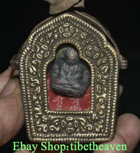 2.4" Rare Old Tibetan Bronze Buddhism Amitayus longevity Buddha Shrines Statue