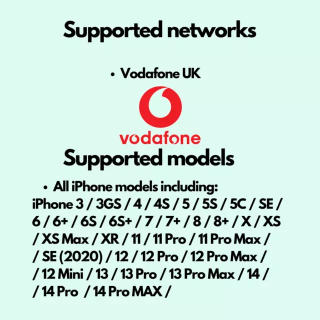 Permanent Factory Unlocking Service For Vodafone UK iPhone 7 / 7+ Plus 100% 2