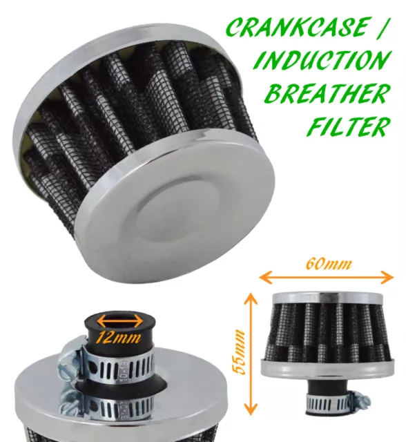 Universal Oil Mini Breather Air Filter - Fuel Crankcase Engine Car Bike- Carbon