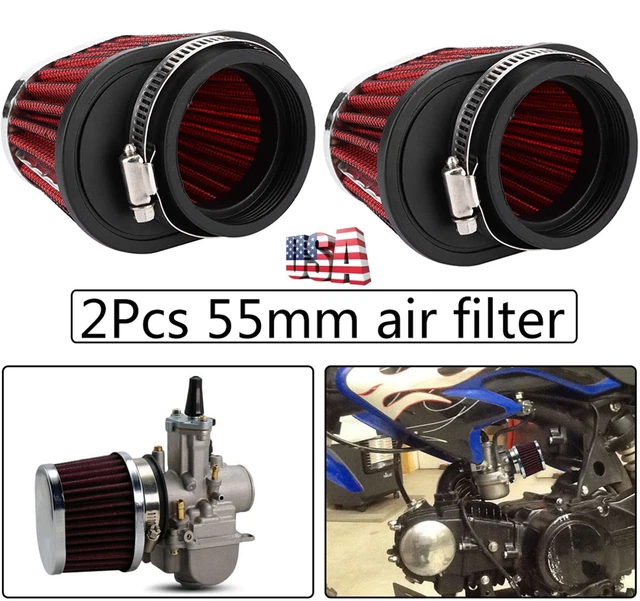 2X Motorcycle 55mm Air Filter Mushroom Head Engine Air Cleaner Filter Accessory