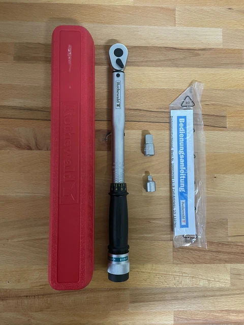Rothewald Drehmomentschlüssel 20 bis 110 NM Ratsche Knarre 3/8 Zoll mit Adapter
