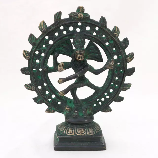 Tanzender Shiva Statue - Shiva Nataraj Figur aus Messing - H 15cm, Gew. 470g