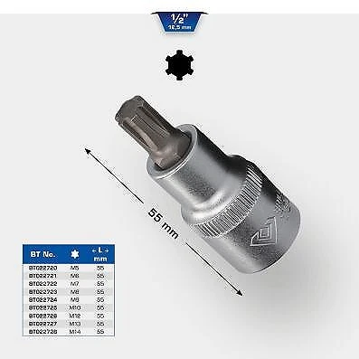 KS TOOLS 1/2" RIBE-Bit-Stecknuss, 55 mm lang, M14