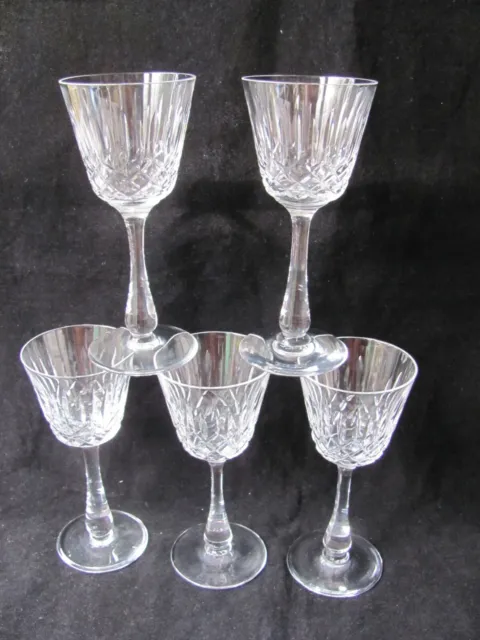 Set of FIVE Edinburgh Crystal Appin Cut 6¼” Tall Stem Wine Glasses c1981- 87