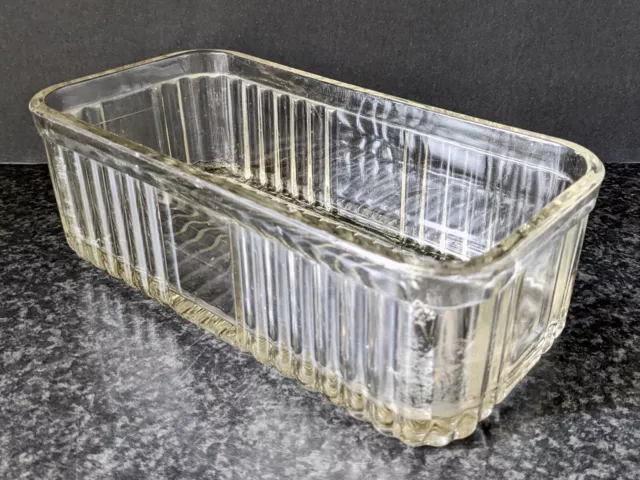 Vintage Depression Glass Ribbed Rectangular Refrigerator Fridge Box