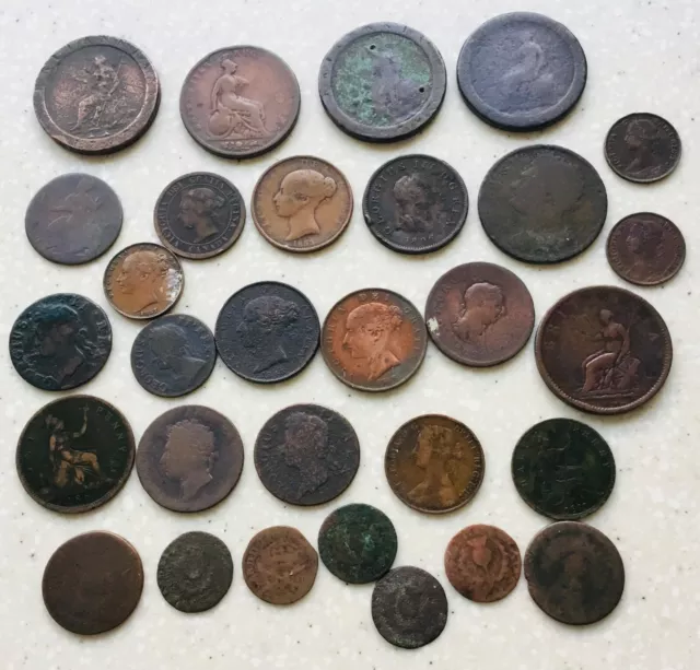 1670's - 1876 GB Copper coins x 30 1670's - 1876 GB Copper coins x 30
