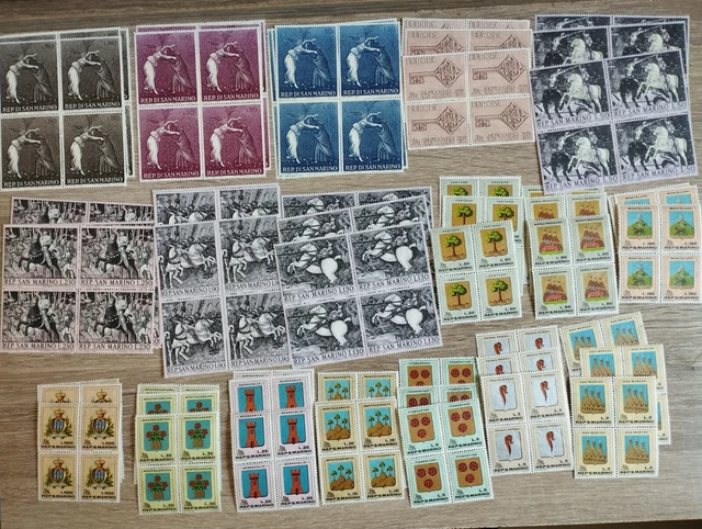 San Marino 12 mal Komplettes Jahreslot 1968in 4er Blöcken Postfrisch.
