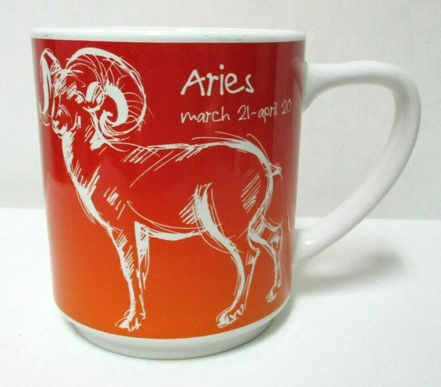 Signature Housewares Drawn Zodiac Aries Mug Cup large Stoneware micro dish safe