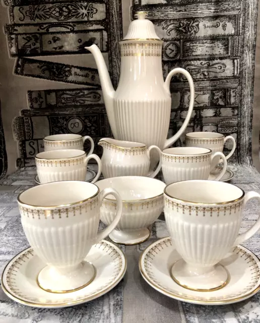 Vintage Carlton Ware Ivory & Gold Coffee Set - 15 Piece