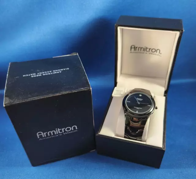 Armitron Men’s Diamond Accent Watch Black NEW AVON 2007