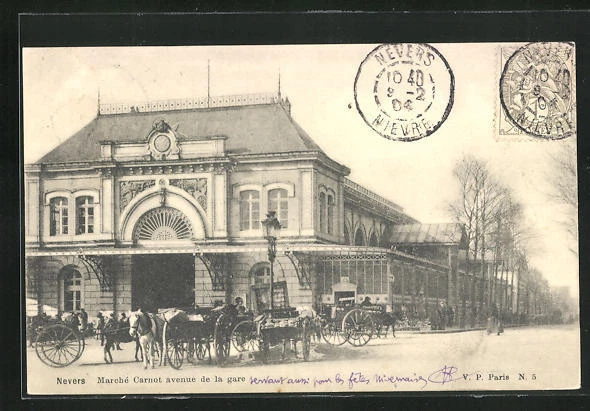 CPA Nevers, Marché Carnot avenue de la gare 1904