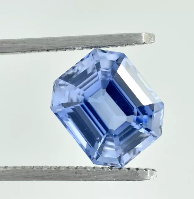AAA+ Natural Kashmiri Pastel Blue Sapphire Loose Emerald Cut Gemstone 12x10 MM 3
