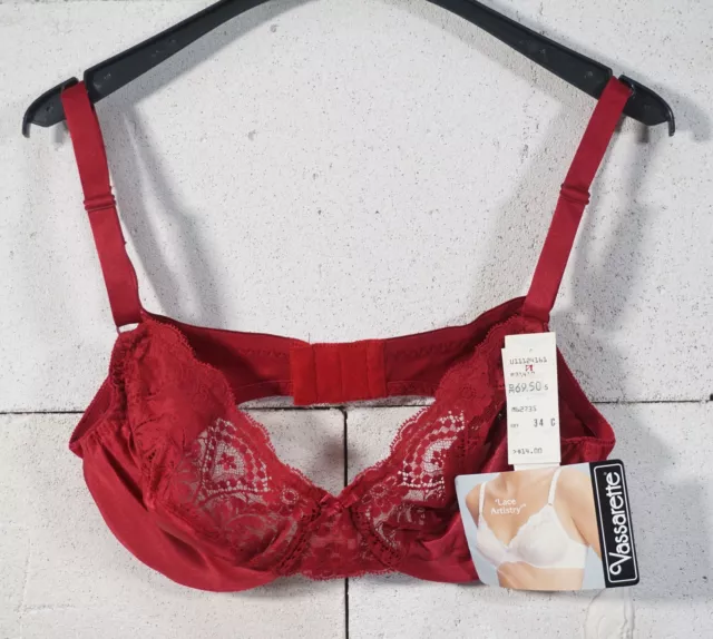 Original Vassarette Lace Artistry BH Büstenhalter mit Spitze rot Größe 34 C