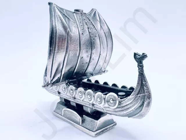 * 2.1 oz Hand Poured Silver Bar .999+ Fine Viking Ship 3D Cast Bullion Ingot Art