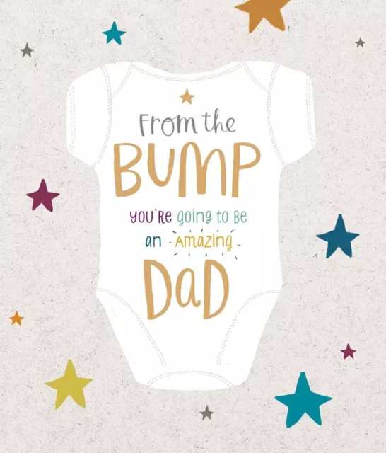 Fathers Day Card Dad From The Bump Baby Grow Coloured Stars