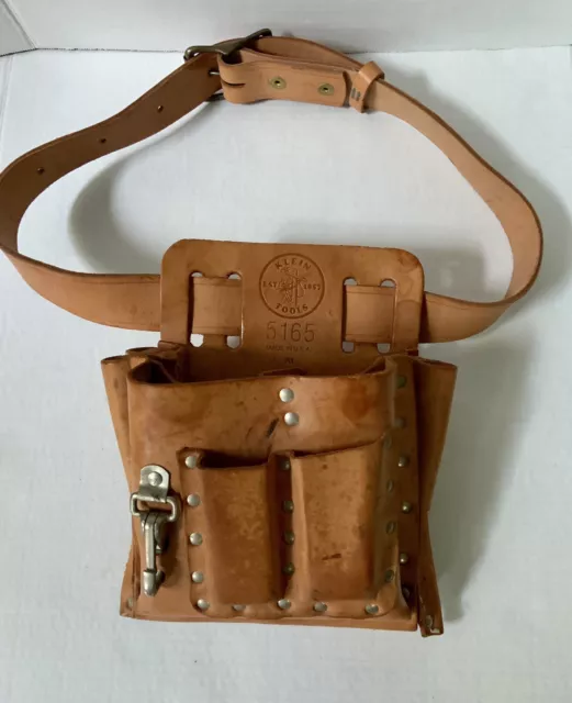 Klein Tool Pouch #5165 and Belt #5202 Thick Heavy Duty Leather Organization NR! Klein Tool Pouch #5165 and Belt #5202 Thick Heavy Duty Leather Organization NR!