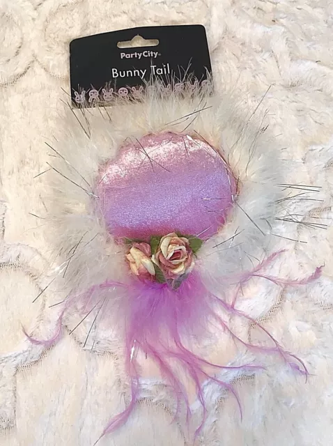 Bunny RABBIT Tail PURPLE Poof MARABOU Feather FLOWER Costume Party Accessory