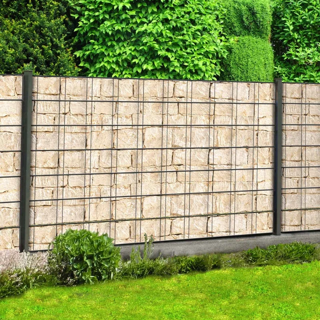 Sandsteinmauer Zaun Motiv Weich-PVC Sichtschutzzaun Print Sichtschutzstreifen