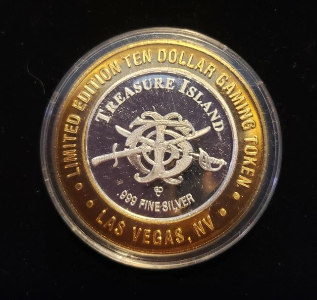 Treasure Island Series Ten Dollar Silver Gaming Token 1999