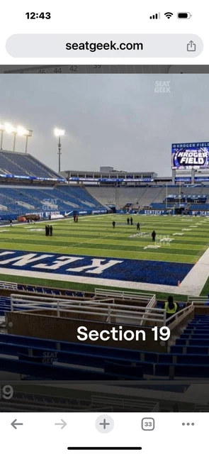 KENTUCKY WILDCATS VS  TENNESSEE VOLS TICKET SEC 19 ROW 38 Seats 21