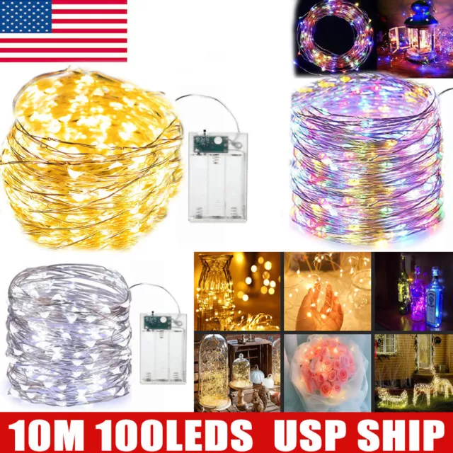 1-3PCS 20/50/100 LED String Fairy Lights Copper Wire Battery Powered Waterproof