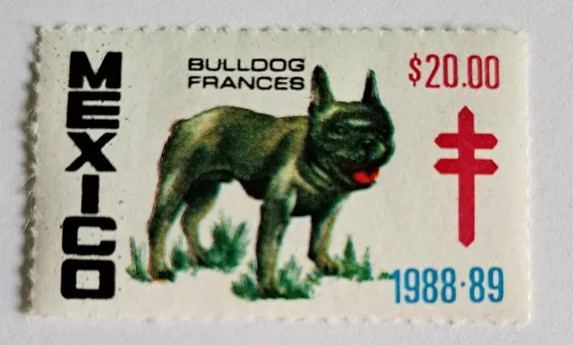 Briefmarke Französische Bulldogge, Mexiko 1988-1989, ungestempelt, Bully