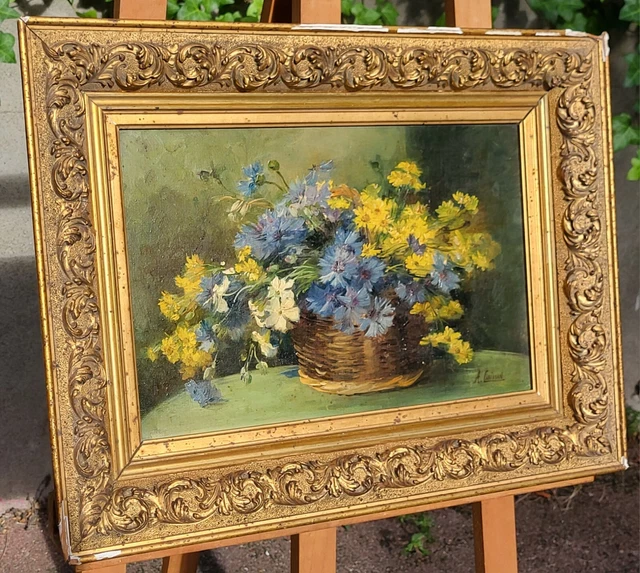 TABLEAU SIGNÉE ALICE CARISSAN Bouquet de Fleurs. Peinture huile sur