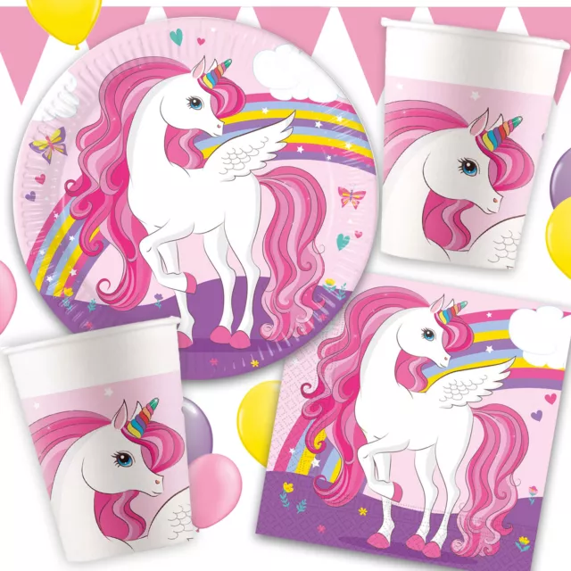 EINHORN REGENBOGEN - Geschirr Deko Unicorn Party Mitgebsel Kinder Geburtstag Set