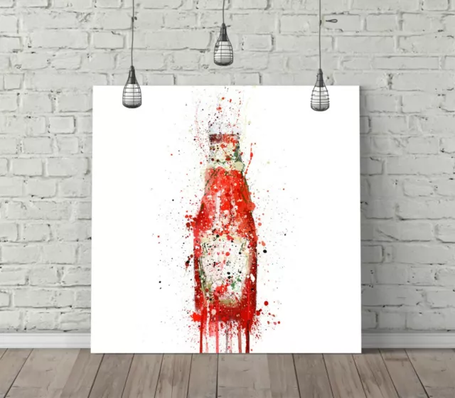 Ketchup Splash Art Square Canvas Wall Art Float Effect/Frame/Poster Print- Red