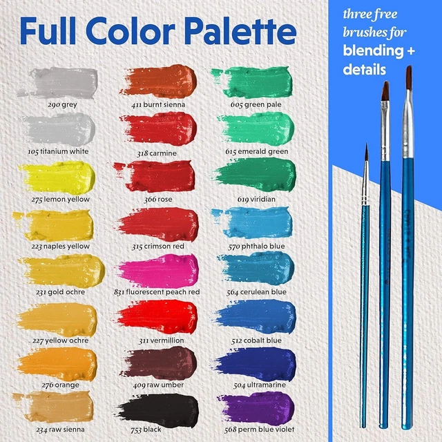Crafts 4 ALL Acrylfarben-Set 24 Farben ? Farbe für Holz, Leinwände, Keramik, S