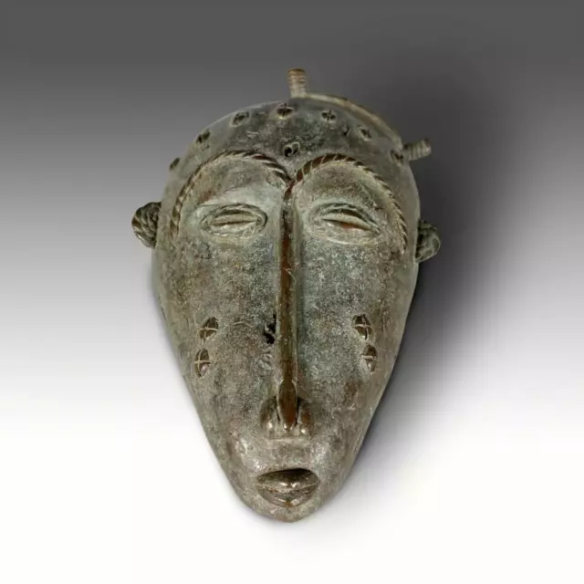 Miniature Family Mask Bronze Lobi People Burkina Faso West Africa 20Th C.