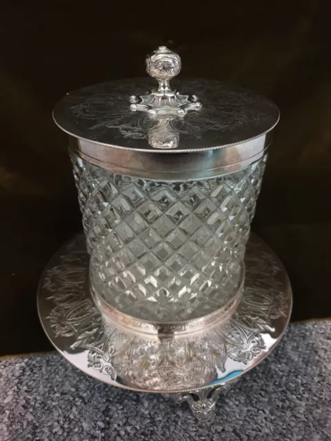 Silver Plate Cookie Biscuit Jar Barrel